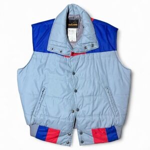 Vintage 80s Fortuna Colour Block Puffer Outdoor Button-Up Vest XL 24x25"
